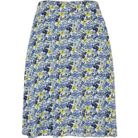 Bonprix Krótka spódnica z kieszeniami, ze zrównoważonej wiskozy jasnoniebieski - świetlisty żółty w kwiaty