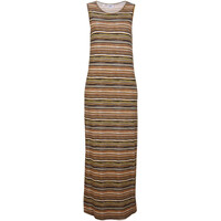 Bonprix Długa sukienka z rozcięciem, ze zrównoważonej wiskozy złocisty oliwkowy w paski