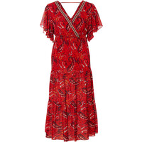 Bonprix Sukienka midi z nadrukiem czerwony w deseń paisley