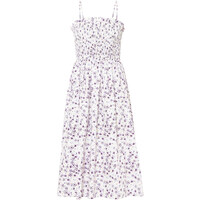 Bonprix Sukienka z przeszyciem cienkimi gumkami i odpinanymi ramiączkami biało-kremowy bez w kwiaty