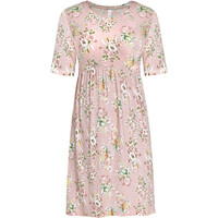 Bonprix Sukienka shirtowa w kwiaty pastelowy jasnoróżowy w kwiaty