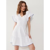 Mohito Biała sukienka mini z rozkloszowanym dołem 0797X-00X