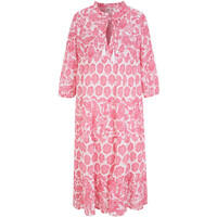 Bonprix Długa sukienka z bawełny kreszowanej z kieszeniami biel wełny - jasnoróżowy - różowy pinklady - paisley