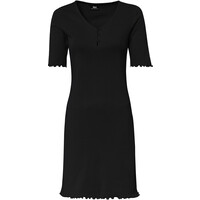 Bonprix Sukienka w prążek, z plisą guzikową czarny