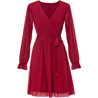Bonprix Sukienka z siatkowego materiału ciemnoczerwony