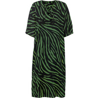 Bonprix Sukienka kaftanowa w animalistyczny deseń zielony leśny - czarny w paski zebry