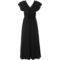 Bonprix Długa sukienka z falbaną czarny