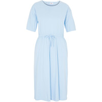Bonprix Sukienka midi z bawełny z przeszyciem cienkimi gumkami i kieszeniami jasnoniebieski
