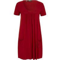 Bonprix Krótka sukienka z dżerseju ze zrównoważonej wiskozy, krótki rękaw czerwono-pomarańczowy
