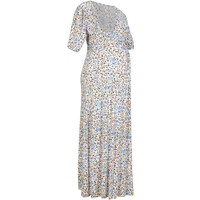 Bonprix Długa sukienka ciążowa i do karmienia piersią, ze zrównoważonej wiskozy mglisty niebieski - w kwiaty