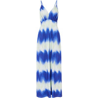 Bonprix Długa sukienka z batikowym nadrukiem niebieski z nadrukiem
