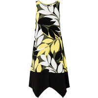 Bonprix Sukienka z dżerseju ze zrównoważonej wiskozy czarno-kremowy żółty w kwiaty