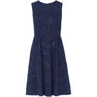 Bonprix Sukienka ołówkowa z koronki niebiesko-fioletowy