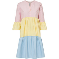 Bonprix Sukienka tunikowa w stylu color blocking jasnoróżowy matowy - jasnożółty - mglisty niebieski