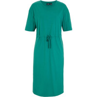 Bonprix Sukienka z dżerseju z wiązanym paskiem, z rozcięciem z boku, dł. do łydki zielony butelkowy
