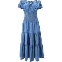 Bonprix Sukienka letnia z dekoltem carmen jasnoniebieski