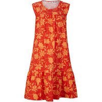 Bonprix Sukienka z falbaną, w długości do kolan czerwony sygnałowy - nektarynka z nadrukiem