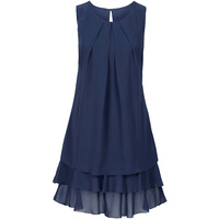 Bonprix Sukienka szyfonowa z poliestru z recyklingu ciemnoniebieski