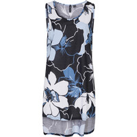 Bonprix Sukienka plażowa ze zrównoważonej wiskozy niebiesko-czarno-kremowy w roślinny wzór