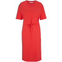 Bonprix Sukienka z dżerseju z wiązanym paskiem, z rozcięciem z boku, dł. do łydki intensywny czerwony