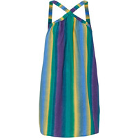 Bonprix Sukienka lniana w cieniowanych kolorach liliowo-ciemnoszmaragdowy - matowy żółty - niebieski