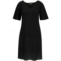 Bonprix Sukienka shirtowa z ozdobnymi kamieniami czarny