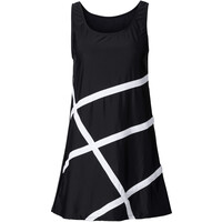Bonprix Sukienka plażowa z materiału kąpielowego czarno-biały
