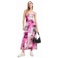 Desigual Sukienka midi bieliźniana kolaż 23WWVK413035