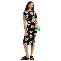 Desigual Dopasowana sukienka midi z nadrukiem w kwiaty w stylu arty 23SWVK202000