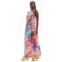 Desigual Asymetryczna sukienka średniej długości z nadrukiem w tropikalny deseń 23SWMW061000