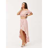Roco Fashion Spódnica maxi Komplet TULUM Top i Spódnica Różowy Regular Fit