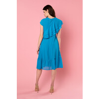 Quiosque Niebieska sukienka z falbanami 4SS009801