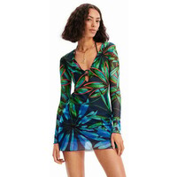 Desigual Krótka sukienka cut-outs z nadrukiem w tropikalny deseń 23SWMK185000