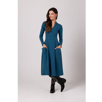 BeWear Sukienka B266 Niebieski Modern Fit