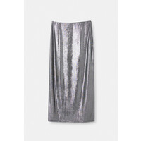 Pull&Bear Długa spódnica z metalicznego materiału z rozcięciem 3395/401