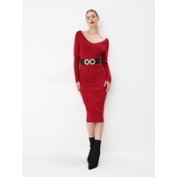 Mohito Czerwona sukienka midi 6006W-33X