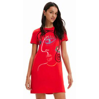 Desigual Sukienka koszulkowa z nadrukiem z motywem twarzy w stylu arty 23SWVK893000