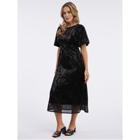 Orsay Czarna damska sukienka midi z cekinami 474033660000