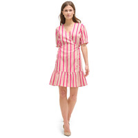 Orsay Różowa lniana sukienka w paski 471660-98