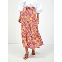 Orsay Pomarańczowa spódnica maxi w kwiaty z wiązaniem 744063-97