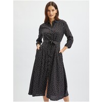 Orsay Czarna damska koszulowa sukienka midi w kropki 432057-660000