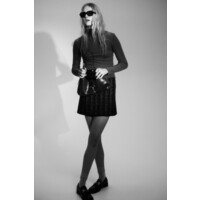 H&M Trapezowa spódnica z żakardowej dzianiny - 1223040002 Czarny/Wzór