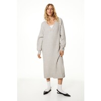 H&M Sukienka z dzianiny w prążki - 1032527009 Jasny szarobeżowy