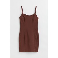 H&M Dopasowana sukienka - Bez rękawów - Krótka - 1036837001 Ciemnobrązowy