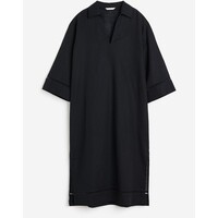 H&M Tunikowa sukienka z domieszką lnu - Rękawy 3/4 - Midi - 1143731002 Czarny