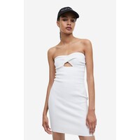 H&M Sukienka bandeau z dzianiny w prążki - 1145527001 Biały