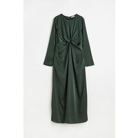H&M MAMA Satynowa sukienka z węzłem - 1084992001 Ciemnozielony