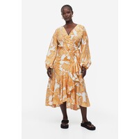 H&M Długa sukienka kopertowa - 1170241002 Kremowy/Beżowy wzór
