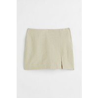 H&M Krótka spódnica z domieszką lnu - 1072786002 Jasny zielonobeżowy