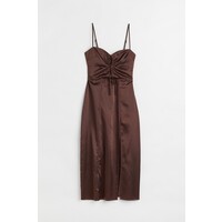 H&M Satynowa sukienka - 1066900001 Ciemnobrązowy